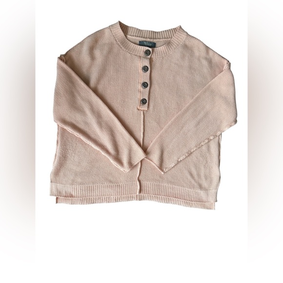 Natural Reflections Women’s Peach pink  Knit Sweater 1/4 Button Up Size Medium - Picture 9 of 9
